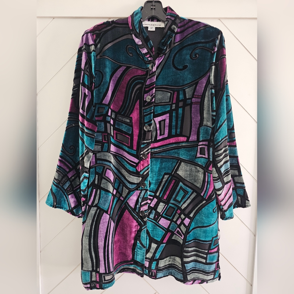 049. Caroline Rose Velvet Mystic Devore Blouse
